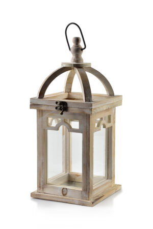 Holzlaterne Natur mit Glas - Charmante Dekoration 26 cm