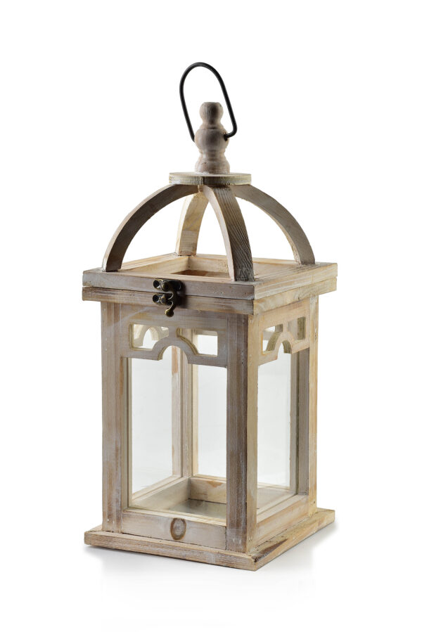 Holzlaterne Natur mit Glas - Charmante Dekoration 26 cm