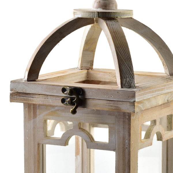 Holzlaterne Natur mit Glas - Charmante Dekoration 26 cm