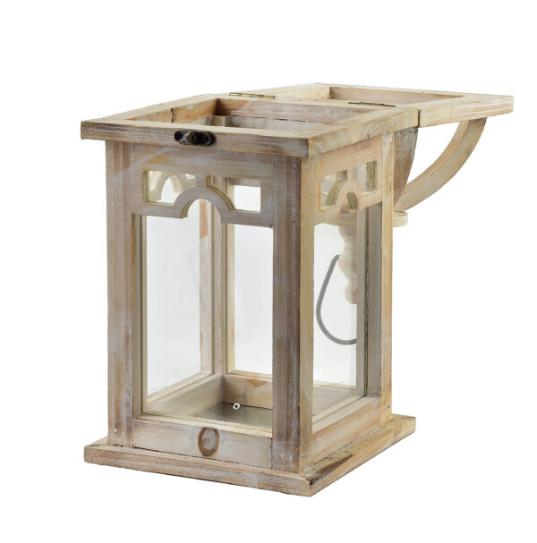 Holzlaterne Natur mit Glas - Charmante Dekoration 26 cm