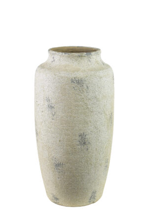 Beige Keramik Bodenvase 47cm - Stilvolle Antikoptik
