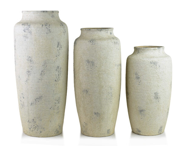 Beige Keramik Bodenvase 47cm - Stilvolle Antikoptik