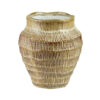 Beige Keramikvase mit Reliefstruktur und braunen Akzenten, 28 cm hoch