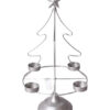 Weihnachtsbaum Kerzenhalter aus Metall – Silber mit 4 Teelichthaltern, 38 cm