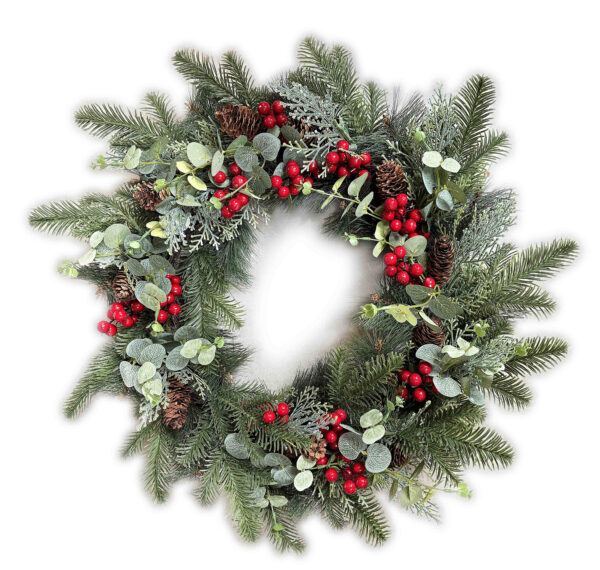 Weihnachtskranz mit Eukalyptus und Beeren Weihnachtskranz mit Eukalyptus und Beeren