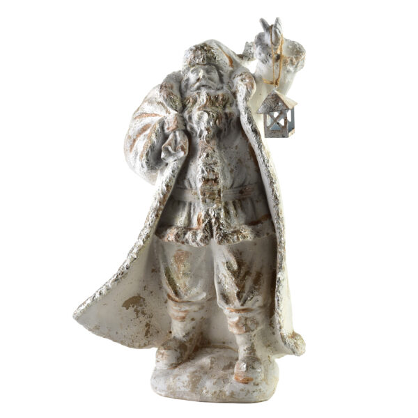 Weihnachtsmann Figur Weiß Gold - Zauberhaft 41 cm