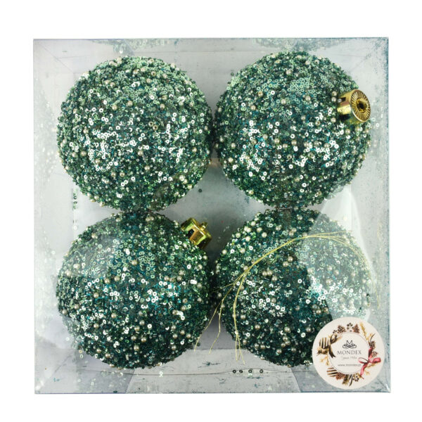Grüne Weihnachtskugeln 12 cm – Exklusives 4er-Set mit Glitzer