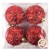 Rote Weihnachtskugeln 12 cm – Exklusives 4er-Set mit Glitzer