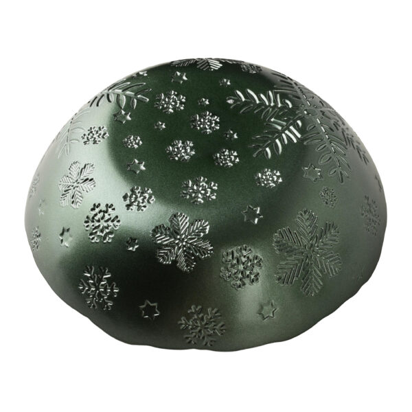 Weihnachtsschale Grün Gold – Exklusive Glasschale mit Schneeflocken 31 cm