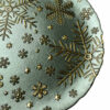 Weihnachtsteller Grün Gold – Eleganter Glasteller mit Schneeflocken 33 cm