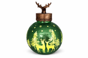 Grüne Weihnachtskugel mit Hirschmotiv - Magisch 25 cm