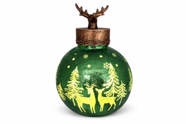 Grüne Weihnachtskugel mit Hirschmotiv - Magisch 25 cm