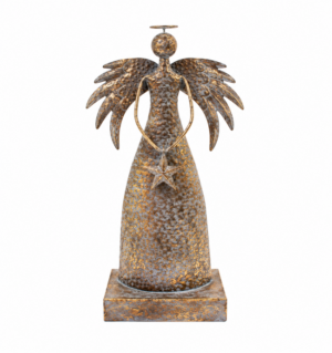 Rustikaler Metallengel mit Sternhangänger Goldener Engel mit Flügeln